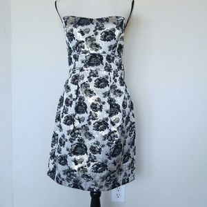 Teeze Me Black and Gold Strapless Dress